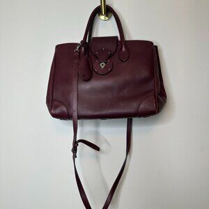 Ralph Lauren Collection Soft Ricky 33 Leather Bag Top Handle Burgundy